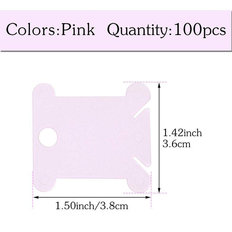 LOKUNN 100 Pcs Plastic Floss Bobbin, Embroidery Floss Bobbins, Cross Stitch Embroidery Cotton Thread Embroidery Floss Thread Craft, Pink Embroidery Thread Organize for DIY Sewing Craft - Image 2